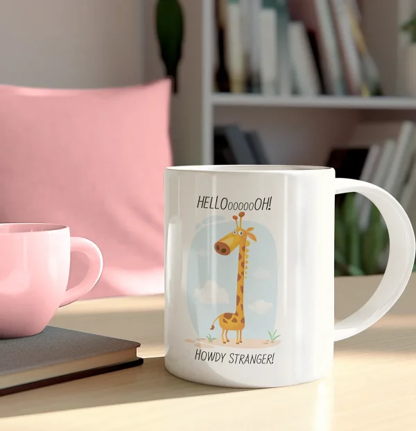 Cartoon Giraffe Ceramic Mug COF002 - table