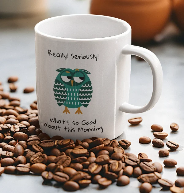 Grumy Owl Ceramic Mug - COF009 - Display