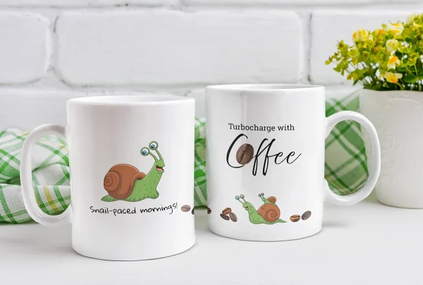 Snail-paced Mornings - Ceramic Mug COF001 f&b