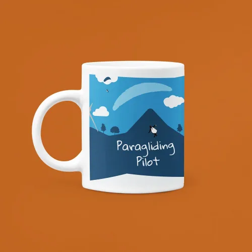Paragliding Pilot Mug - Blue Flying Site - Mugzcetera Originals